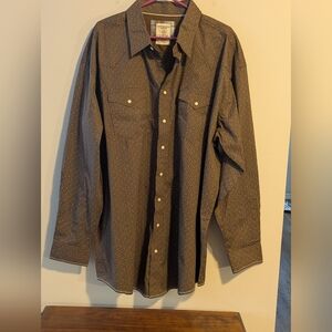 PANHANDLE Rough Stock Pearl Snap Long Sleeve Western Style Shirt Flip Cuff Rodeo